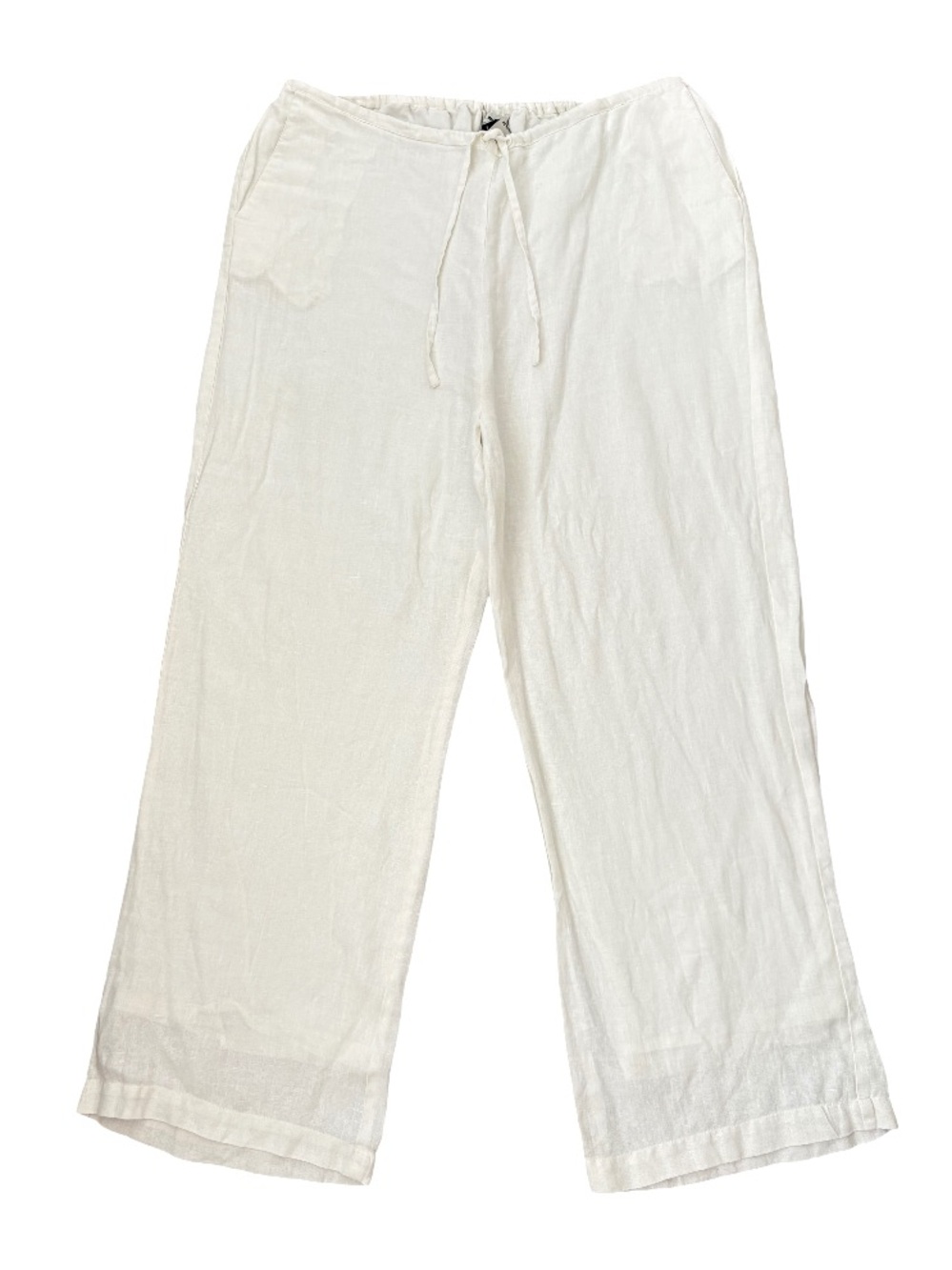 J. Peterman High Rise Wide Leg Palazzo Linen White Pants Size Medium